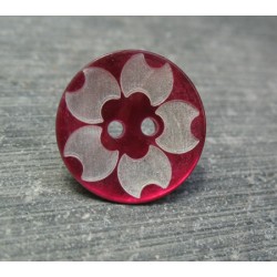 Bouton nacre fleur laser fuschia 18 mm