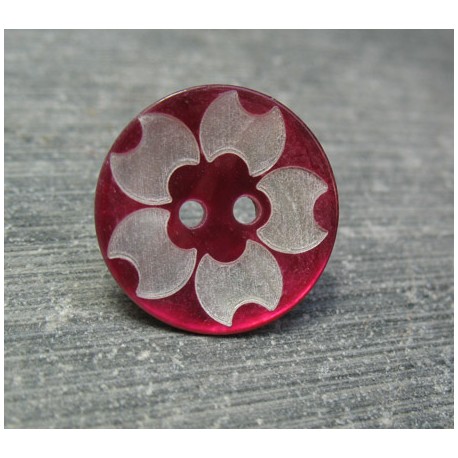 Bouton nacre fleur laser fuschia 18 mm