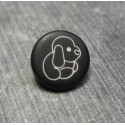 Bouton chien peluche noir 15 mm
