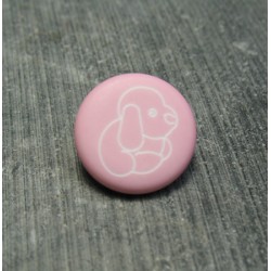 Bouton chien peluche rose 15 mm