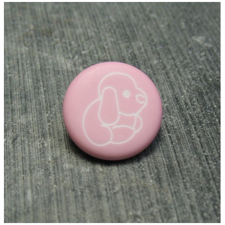 Bouton chien peluche rose 15 mm