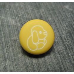 Bouton chien peluche jaune 13mm