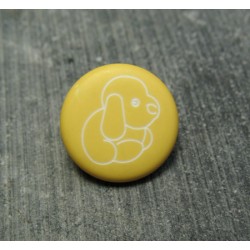 Bouton chien peluche jaune 15 mm