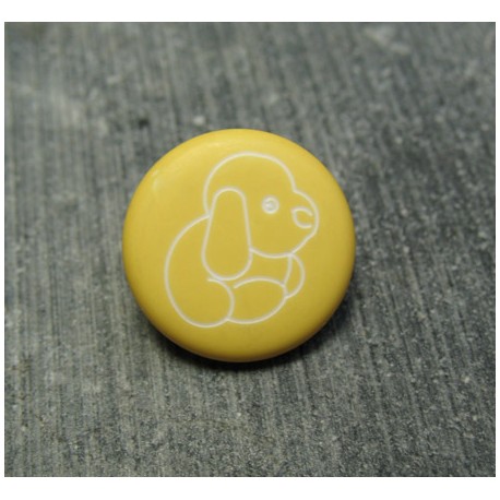 Bouton chien peluche jaune 15 mm