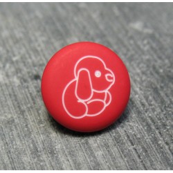 Bouton chien peluche rouge 13mm