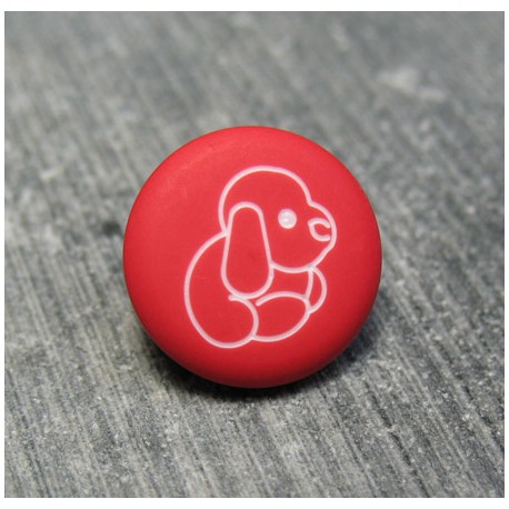 Bouton chien peluche rouge 13 mm