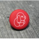 Bouton chien peluche rouge 13 mm