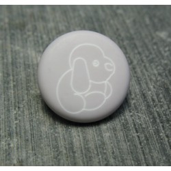 Bouton chien peluche gris bleu 15mm