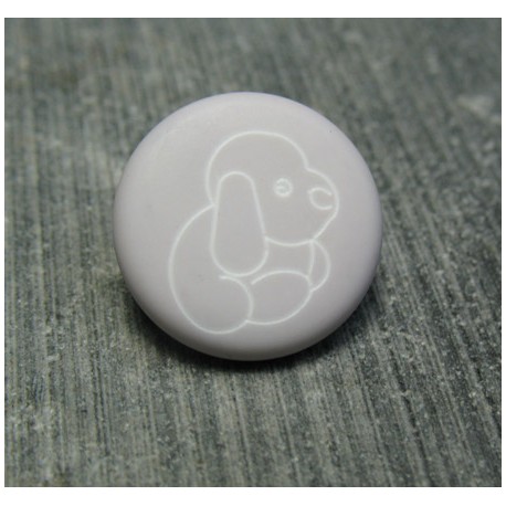 Bouton chien peluche gris bleu 15 mm