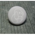 Bouton chien peluche gris bleu 15mm