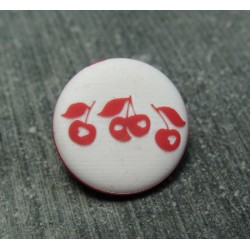 Bouton cerise coeur 15 mm