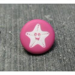 Bouton étoile de mer smile fuschia 13 mm