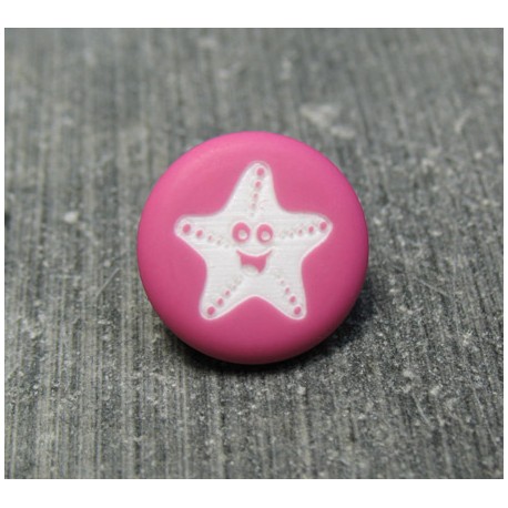 Bouton étoile de mer smile fuschia 13 mm