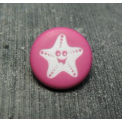 Bouton étoile de mer smile fuschia 15mm