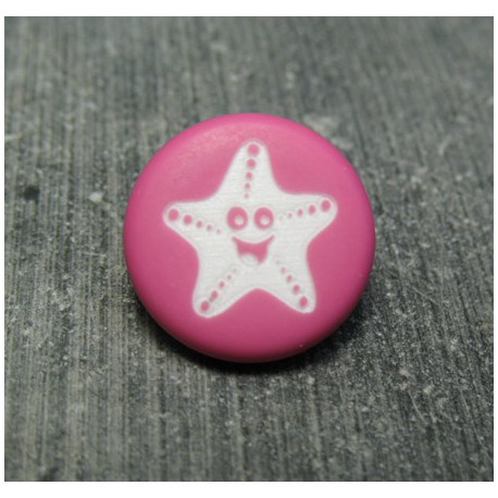 Bouton étoile de mer smile fuschia 15 mm