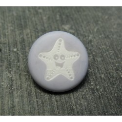 Bouton étoile de mer smile gris bleu 15 mm