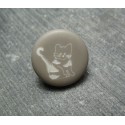 Bouton chat beige 15 mm