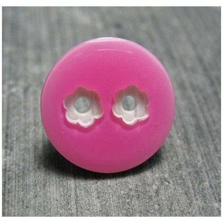 Bouton 2 trous fleur fuschia 15 mm