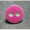 Bouton 2 trous fleur fuschia 15mm