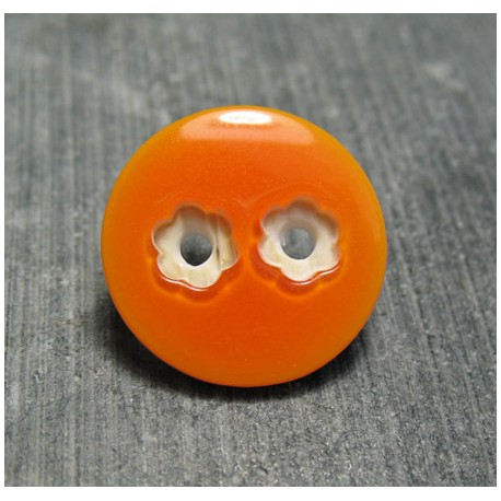 Bouton 2 trous fleur orange 18 mm