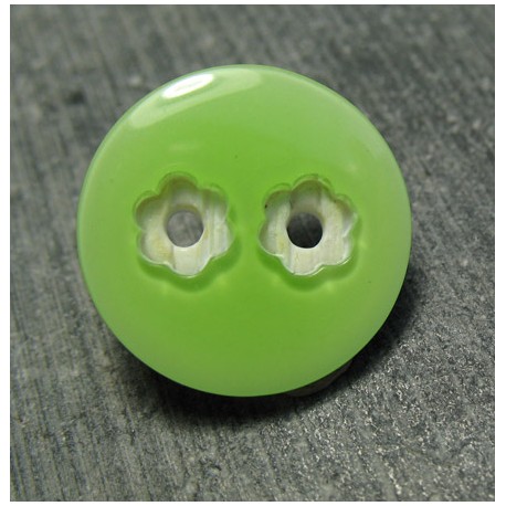 Bouton 2 trous fleur vert pomme 18 mm