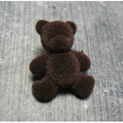 Bouton ours floqué velours brun 24mm
