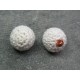 Bouton boule laine blanche 18 mm