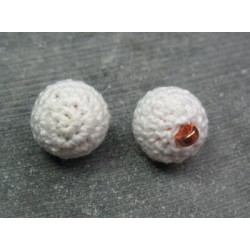 Bouton boule laine blanche 18mm