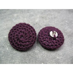 Bouton laine violette 27 mm