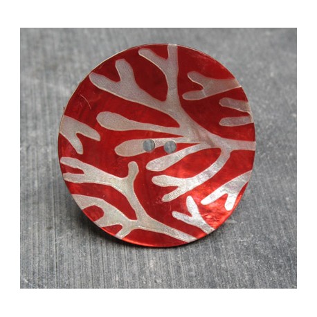 Bouton nacre corail rouge 38 mm