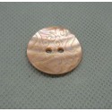 Bouton nacre gravé coeur rose 22mm