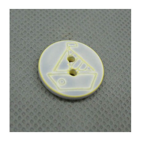 Bouton voilier gris jaune délavé 18 mm