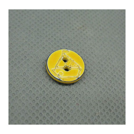 Bouton voilier jaune marine délavé 12 mm