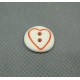 Bouton coeur orange base blanche 15mm