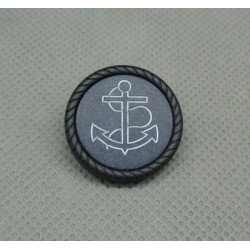 Bouton ancre noir marine 22mm