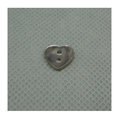 Bouton nacre coeur marron 10mm