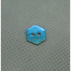 Bouton nacre fleur turquoise 10mm