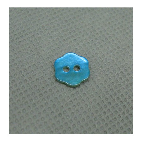 Bouton nacre fleur turquoise 10mm