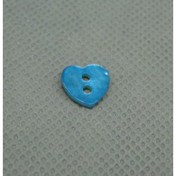 Bouton nacre coeur turquoise 10mm