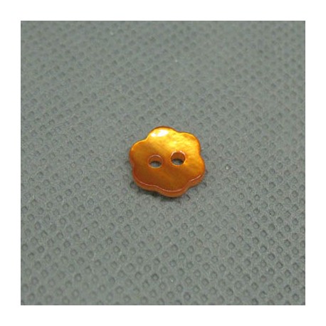 Bouton nacre fleur orange 10mm