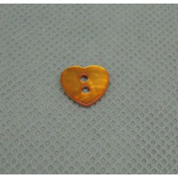 Bouton nacre coeur orange 10mm