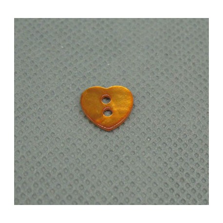 Bouton nacre coeur orange 10mm