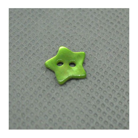 Bouton nacre étoile vert anis 10mm