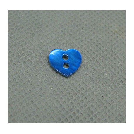 Bouton nacre coeur bleu gitane 10mm