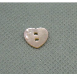 Bouton nacre coeur rose 10mm