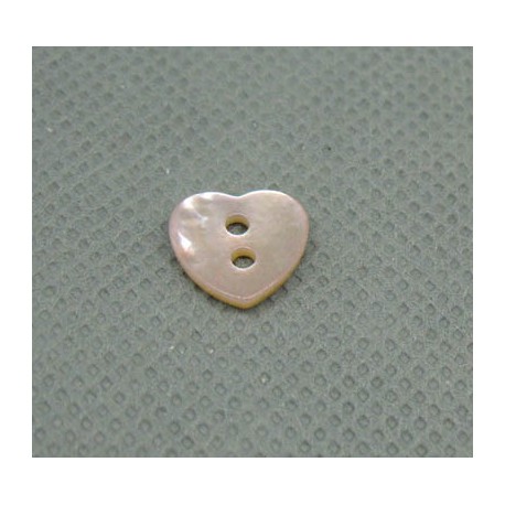 Bouton nacre coeur rose 10mm