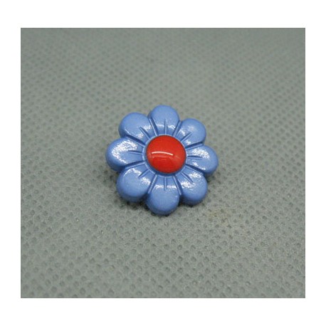 Bouton fleur 8 pétales bleu rouge 18mm