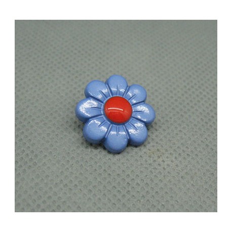 Bouton fleur 8 pétales bleu rouge 18mm
