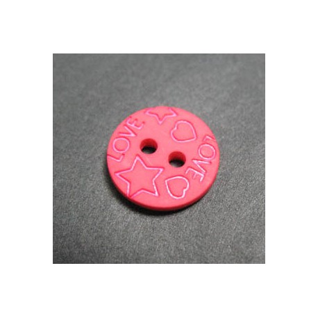 Bouton love rouge corail 13mm