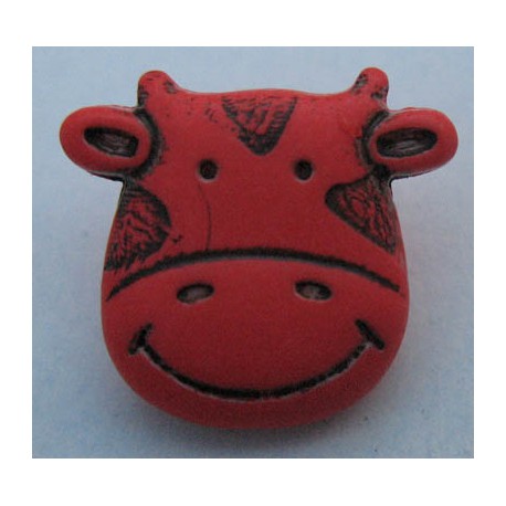 Bouton vache rouge orangé 15mm 